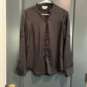 Black Button Long-Sleeve Express Blouse